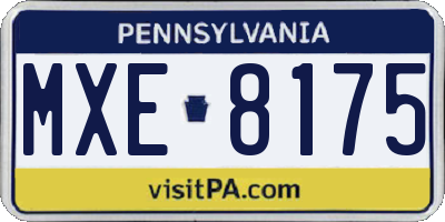 PA license plate MXE8175