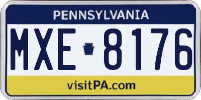 PA license plate MXE8176