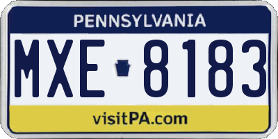PA license plate MXE8183