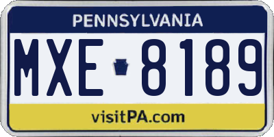 PA license plate MXE8189