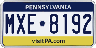 PA license plate MXE8192
