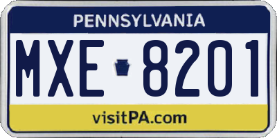 PA license plate MXE8201