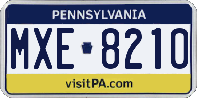 PA license plate MXE8210