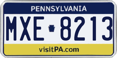 PA license plate MXE8213