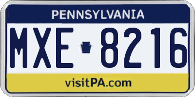 PA license plate MXE8216