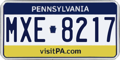 PA license plate MXE8217