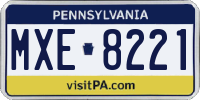 PA license plate MXE8221