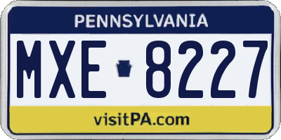 PA license plate MXE8227