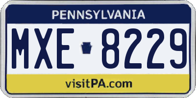 PA license plate MXE8229