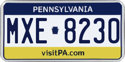 PA license plate MXE8230