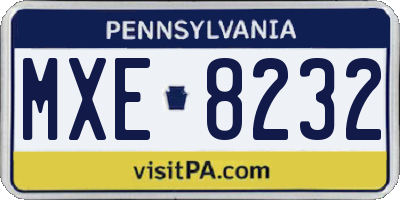 PA license plate MXE8232