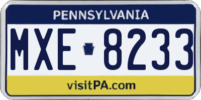 PA license plate MXE8233