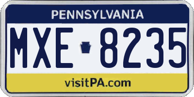 PA license plate MXE8235