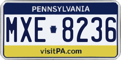 PA license plate MXE8236