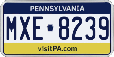 PA license plate MXE8239