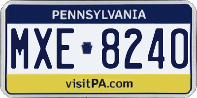 PA license plate MXE8240
