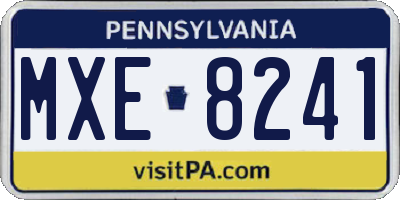 PA license plate MXE8241