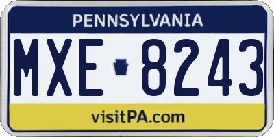 PA license plate MXE8243