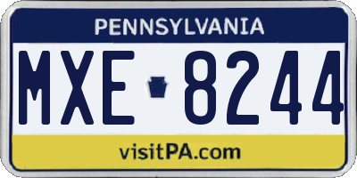 PA license plate MXE8244
