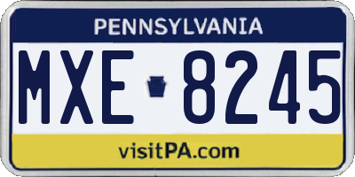 PA license plate MXE8245