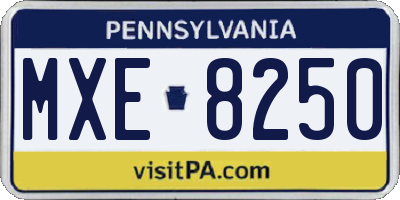 PA license plate MXE8250