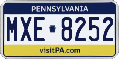 PA license plate MXE8252