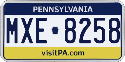 PA license plate MXE8258