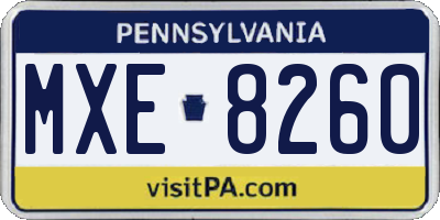 PA license plate MXE8260