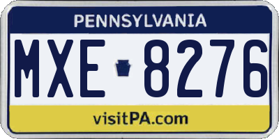 PA license plate MXE8276
