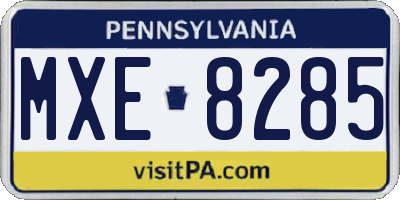 PA license plate MXE8285