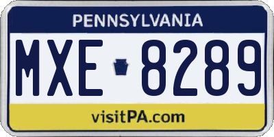 PA license plate MXE8289