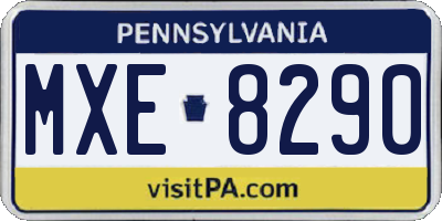 PA license plate MXE8290