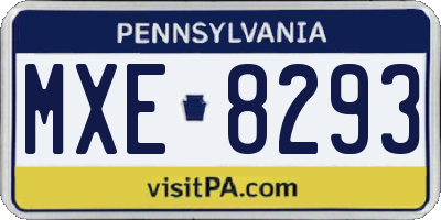 PA license plate MXE8293