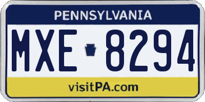 PA license plate MXE8294