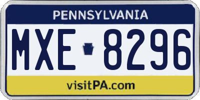 PA license plate MXE8296