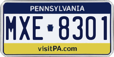 PA license plate MXE8301