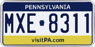 PA license plate MXE8311