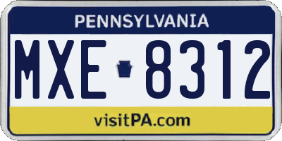 PA license plate MXE8312