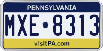 PA license plate MXE8313