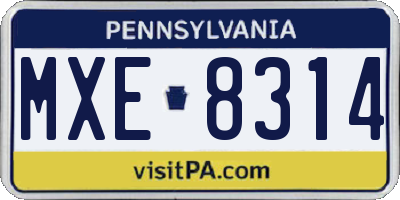 PA license plate MXE8314