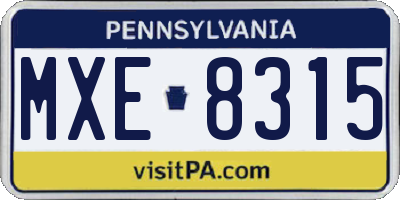 PA license plate MXE8315