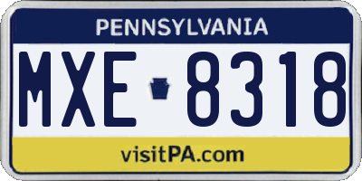 PA license plate MXE8318