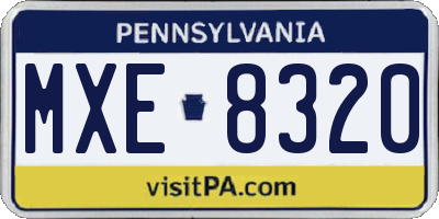 PA license plate MXE8320