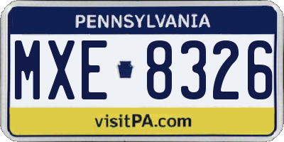 PA license plate MXE8326