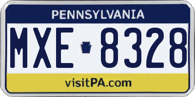 PA license plate MXE8328