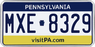 PA license plate MXE8329