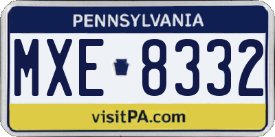 PA license plate MXE8332