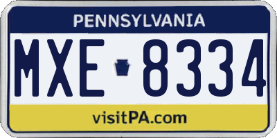 PA license plate MXE8334