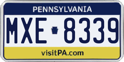PA license plate MXE8339