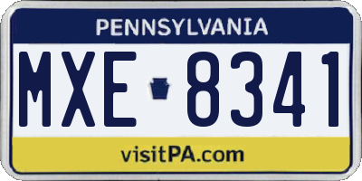PA license plate MXE8341